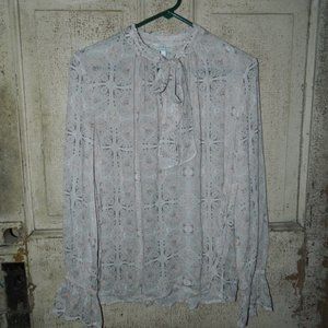 Lucky Brand Tie Neck Boho Top Shirt Size M (DD-39)